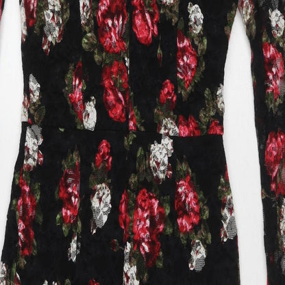 Marks and Spencer Womens Multicoloured Floral Polyester A-Line Size 6 Mock Neck Zip