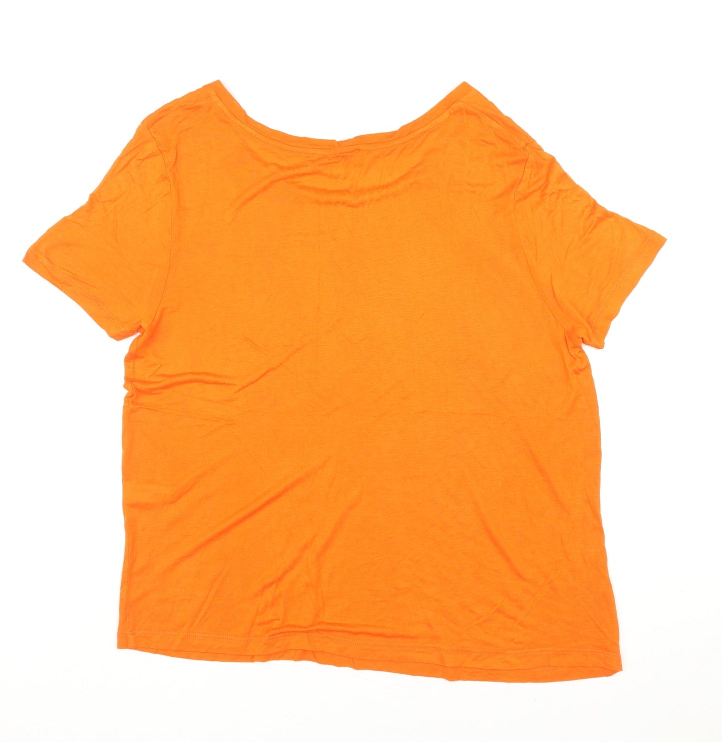 Warehouse Womens Orange Polyester Basic T-Shirt Size 16 Round Neck