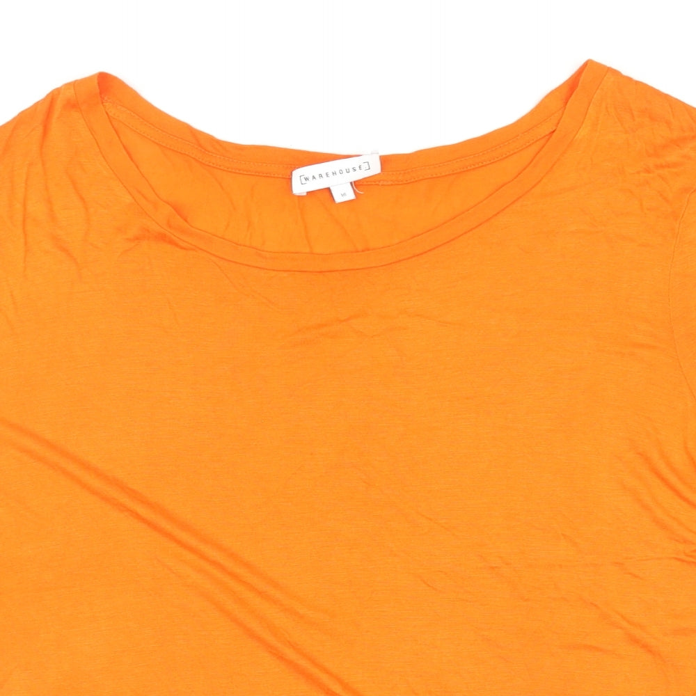 Warehouse Womens Orange Polyester Basic T-Shirt Size 16 Round Neck