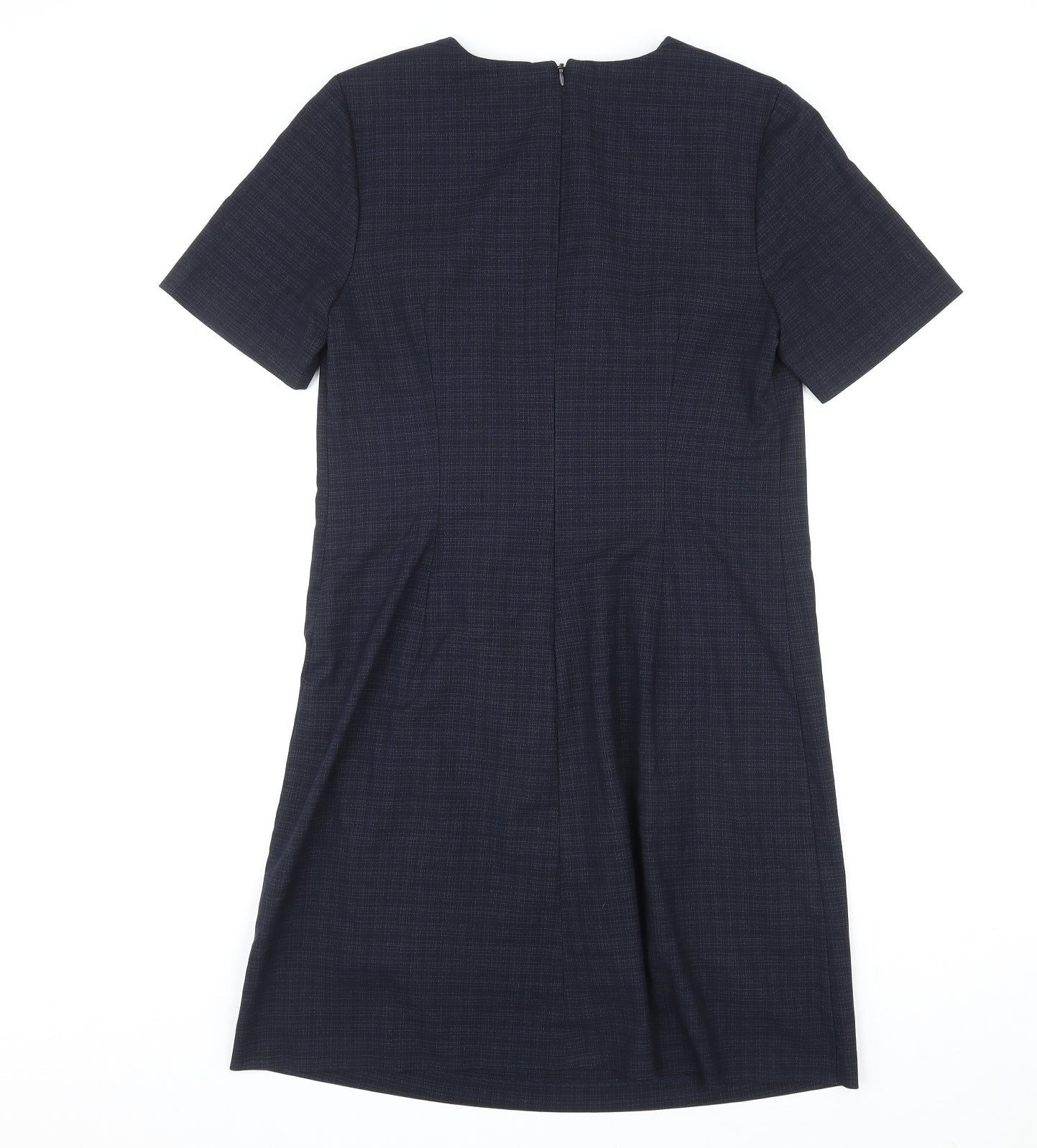 NEXT Womens Blue Polyester A-Line Size 12 Round Neck Zip