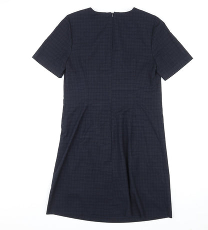 NEXT Womens Blue Polyester A-Line Size 12 Round Neck Zip