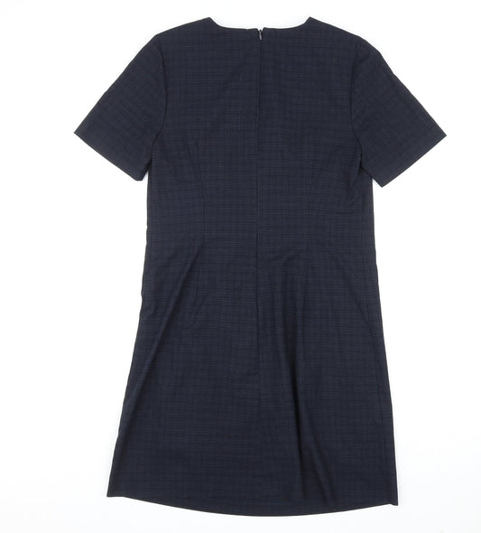 NEXT Womens Blue Polyester A-Line Size 12 Round Neck Zip