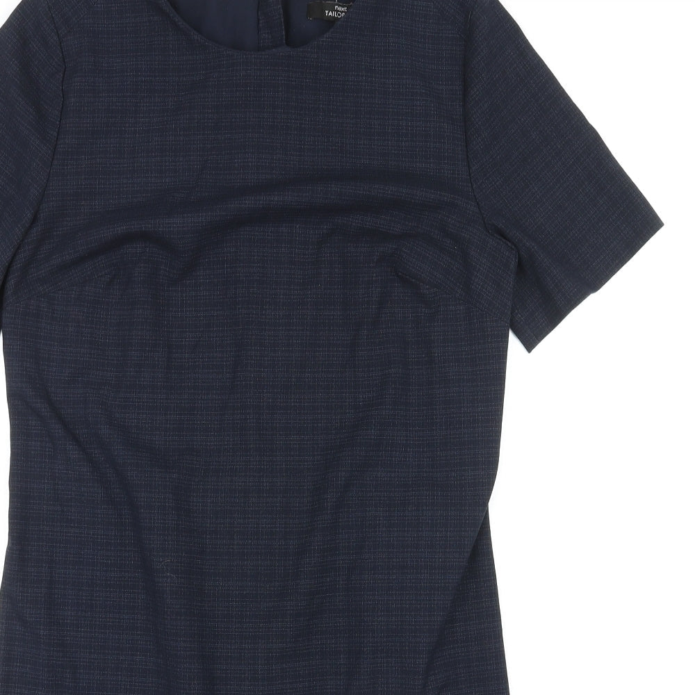 NEXT Womens Blue Polyester A-Line Size 12 Round Neck Zip