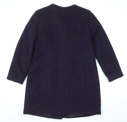 M&Co Womens Purple Overcoat Coat Size 14 Button