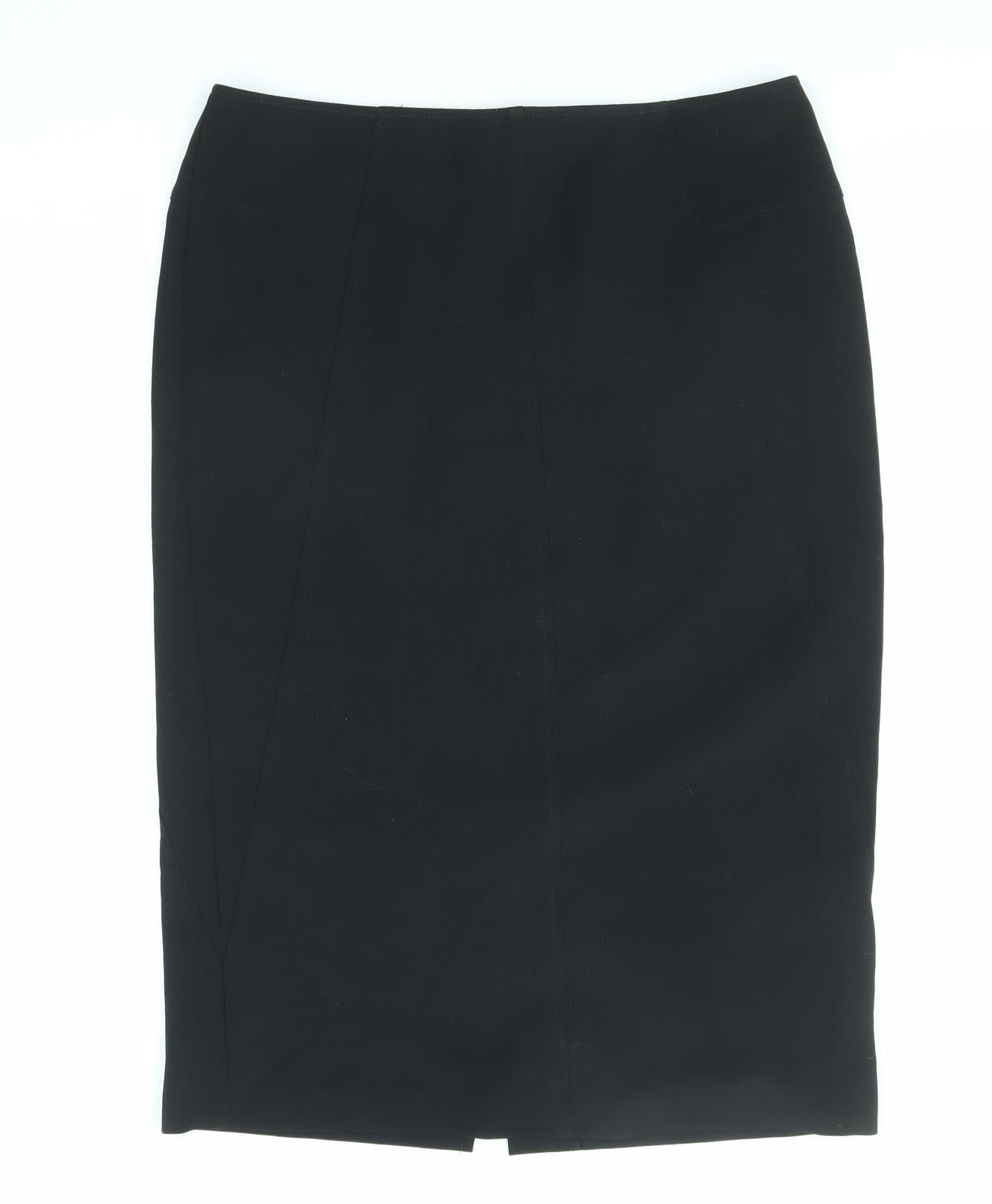 Marks and Spencer Womens Black Polyester Straight & Pencil Skirt Size 12 Zip