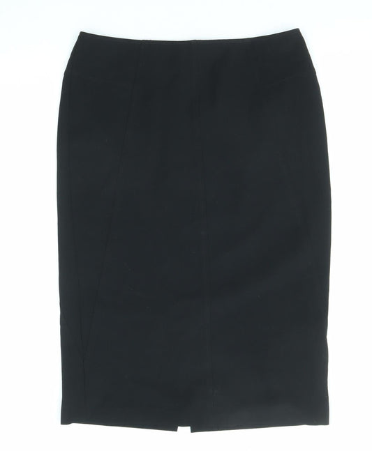Marks and Spencer Womens Black Polyester Straight & Pencil Skirt Size 12 Zip