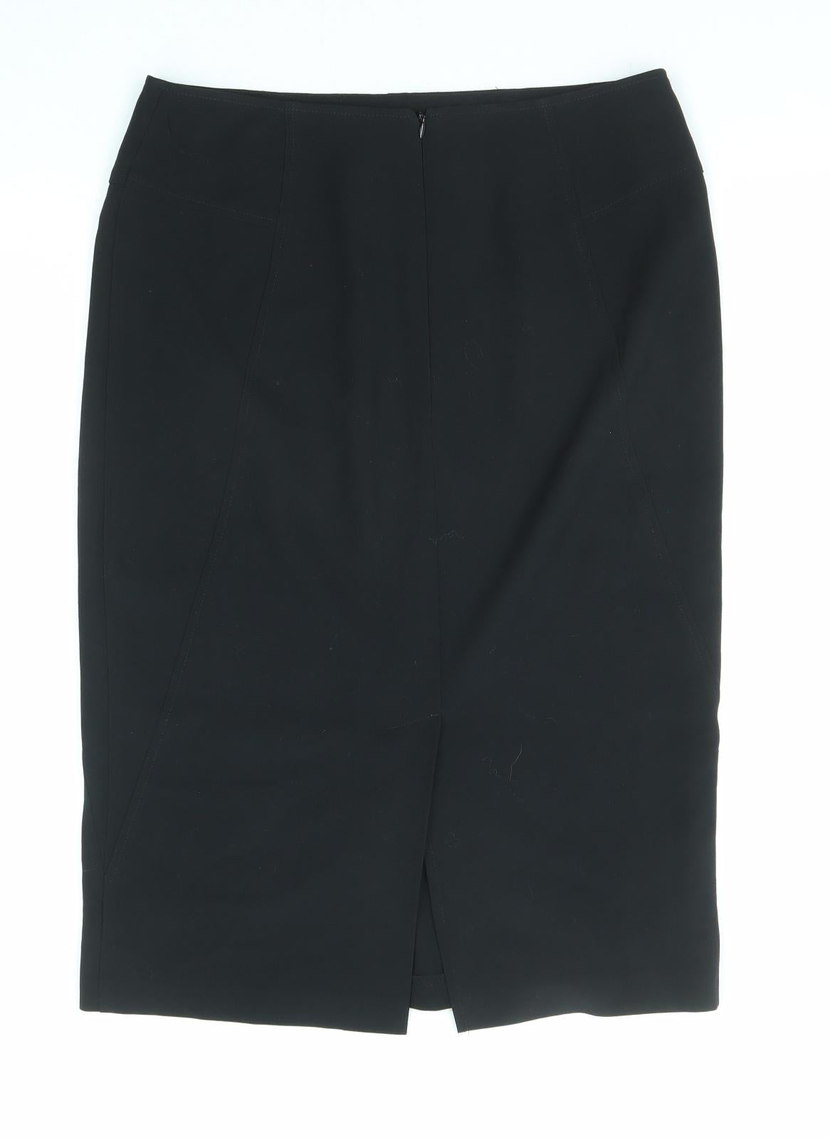 Marks and Spencer Womens Black Polyester Straight & Pencil Skirt Size 12 Zip