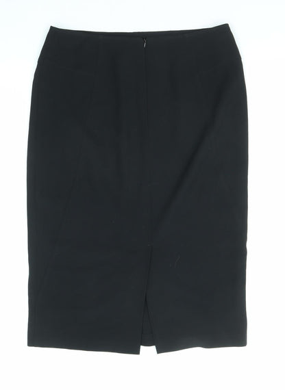 Marks and Spencer Womens Black Polyester Straight & Pencil Skirt Size 12 Zip