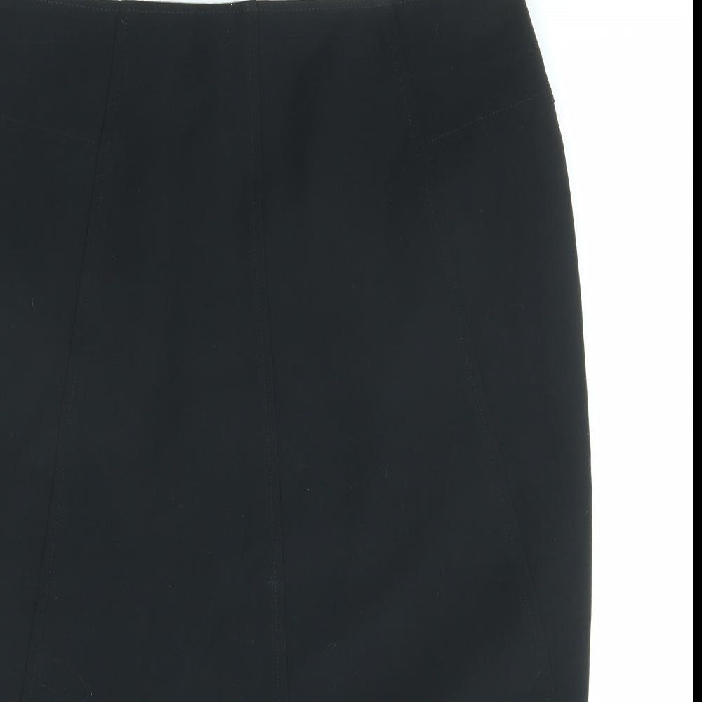 Marks and Spencer Womens Black Polyester Straight & Pencil Skirt Size 12 Zip