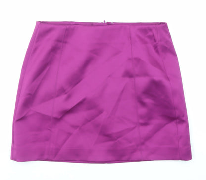 Marks and Spencer Womens Purple Polyester A-Line Skirt Size 12 Zip