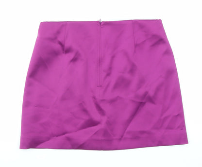 Marks and Spencer Womens Purple Polyester A-Line Skirt Size 12 Zip