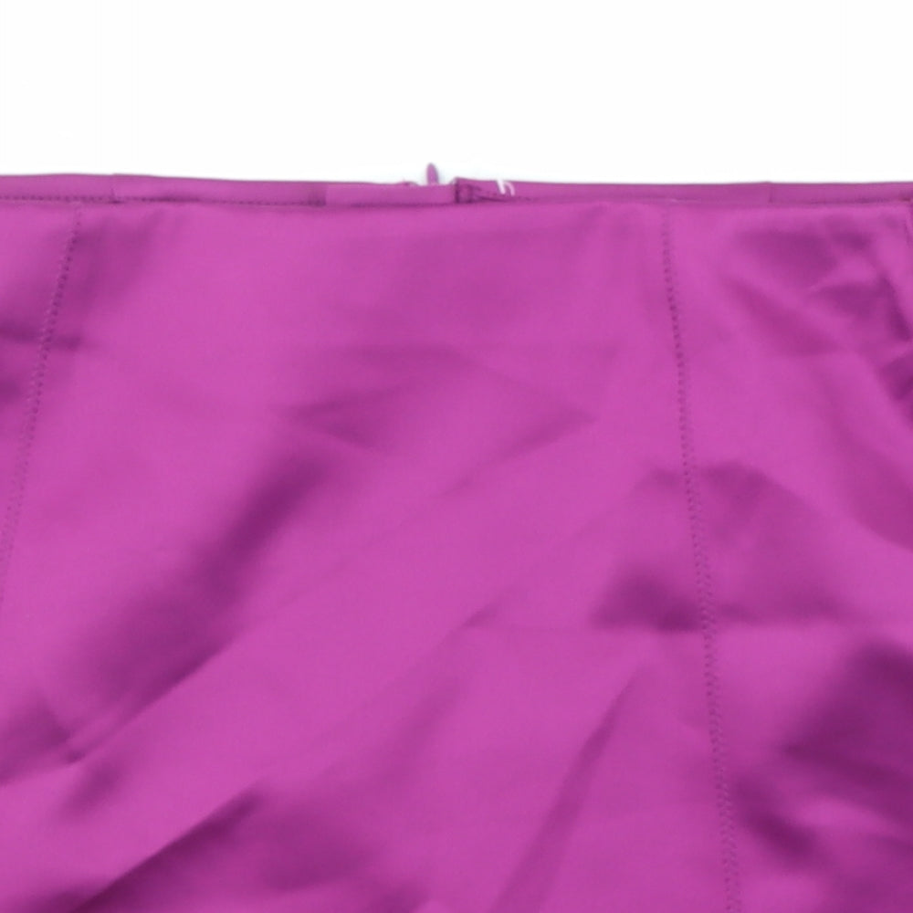 Marks and Spencer Womens Purple Polyester A-Line Skirt Size 12 Zip