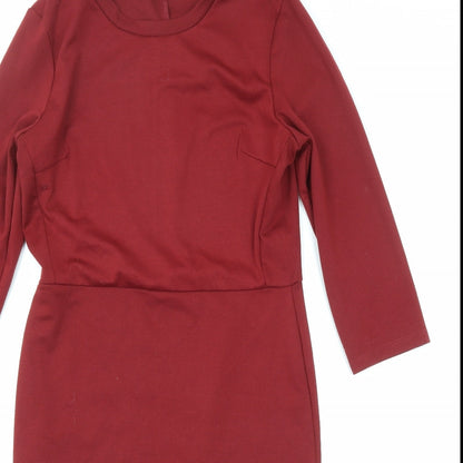 Only Womens Red Polyester A-Line Size L Crew Neck Pullover