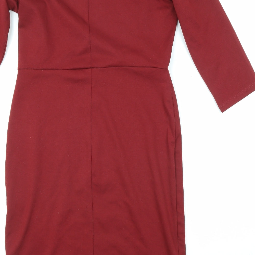 Only Womens Red Polyester A-Line Size L Crew Neck Pullover