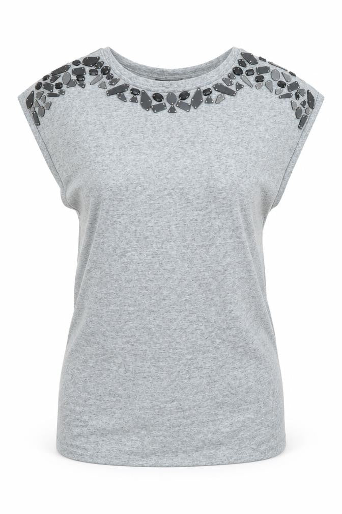 Womens UK Size 12 Warehouse Grey Basic T-Shirt
