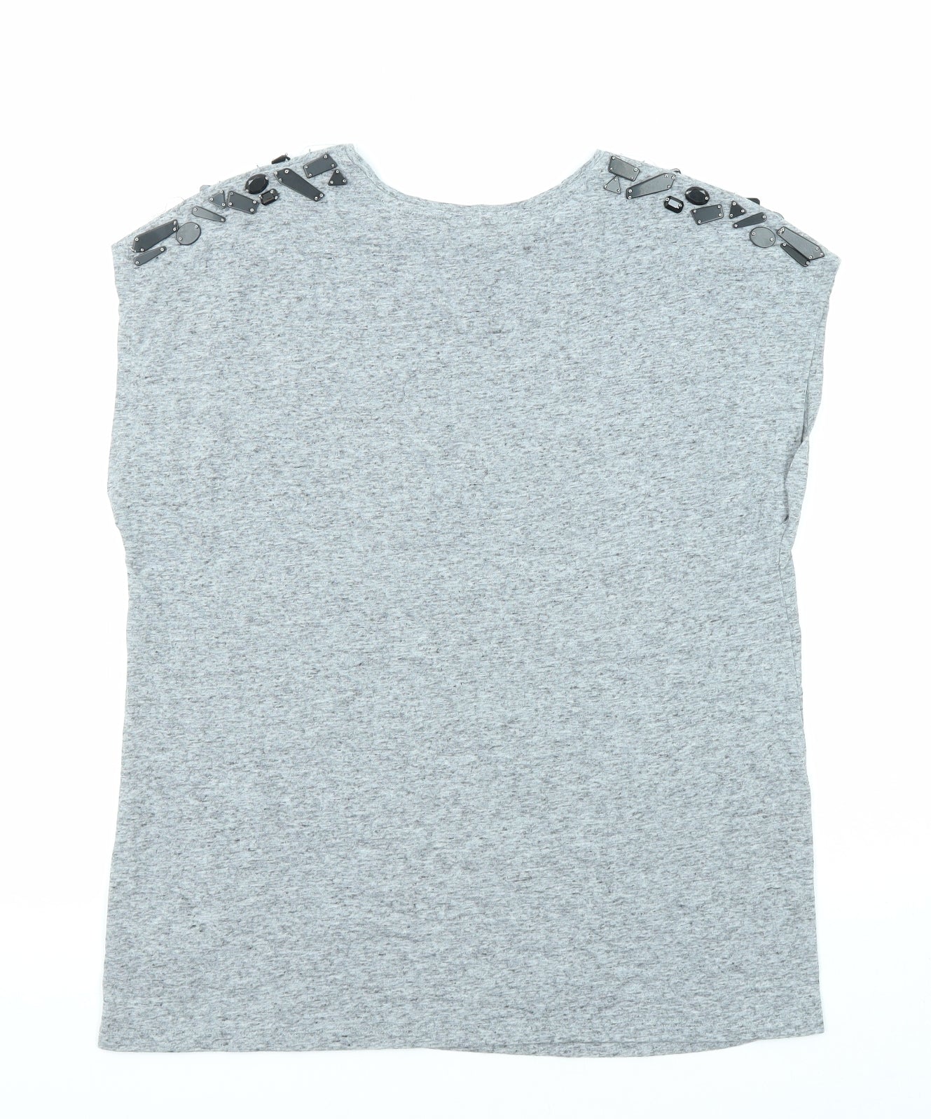 Womens UK Size 12 Warehouse Grey Basic T-Shirt