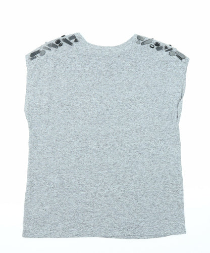 Womens UK Size 12 Warehouse Grey Basic T-Shirt