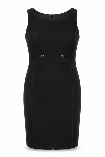 Marks and Spencer Womens Black Polyester Shift Size 8 Boat Neck Zip