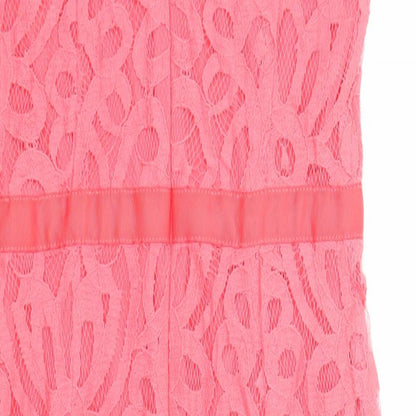 Principles Womens Pink Geometric Polyester Shift Size 6 Boat Neck Zip