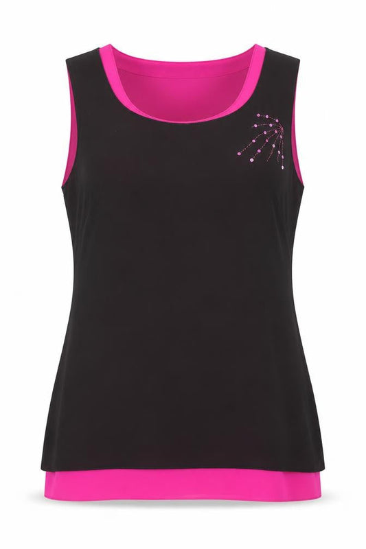 Insense Womens Black Polyester Basic Tank Size M Round Neck