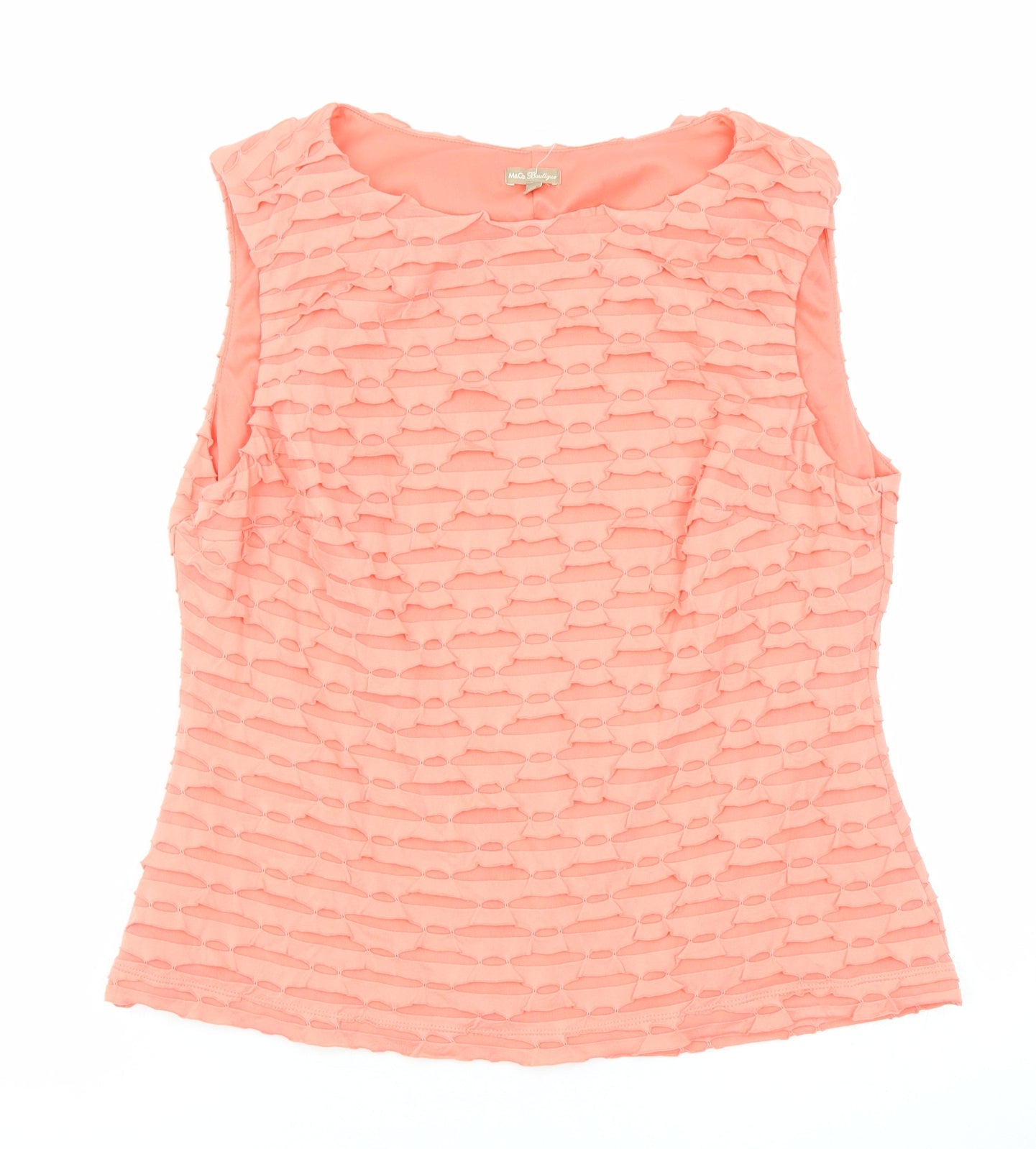 M&Co Womens Pink Polyester Basic Blouse Size 16 Boat Neck