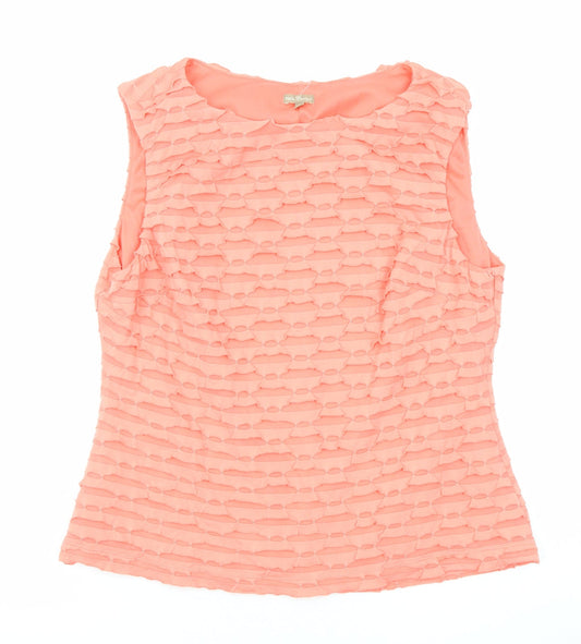 M&Co Womens Pink Polyester Basic Blouse Size 16 Boat Neck