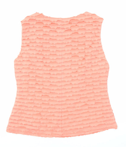 M&Co Womens Pink Polyester Basic Blouse Size 16 Boat Neck