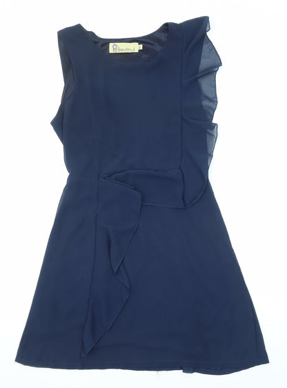 Lovestruck Womens Blue Polyester A-Line Size M Boat Neck Pullover