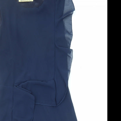 Lovestruck Womens Blue Polyester A-Line Size M Boat Neck Pullover