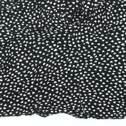 NEXT Girls Black Geometric Viscose Basic Button-Up Size 13 Years V-Neck Button - Heart Pattern