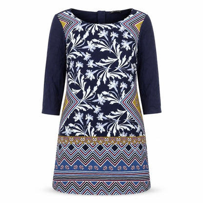Marks and Spencer Womens Multicoloured Geometric Polyester Shirt Dress Size 10 Boat Neck Zip