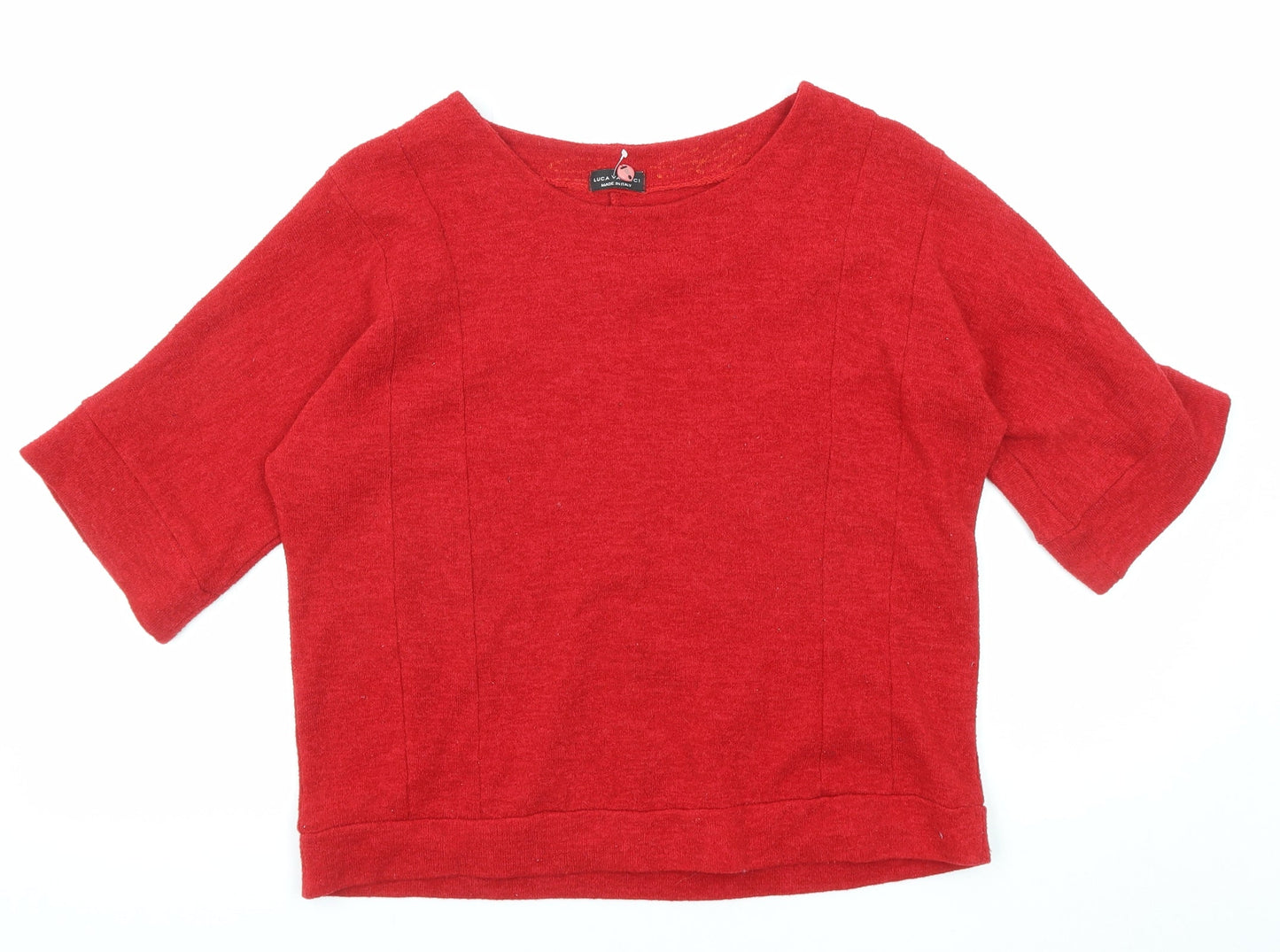 Womens UK Size 8 Luca Vanucci Red Basic T-Shirt