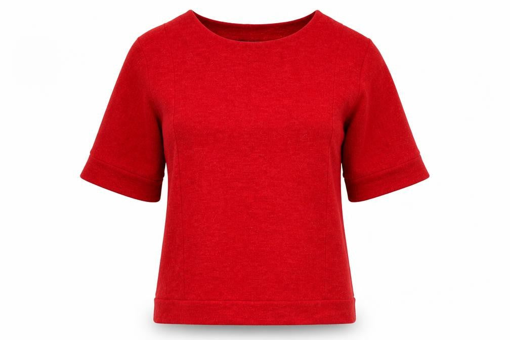 Womens UK Size 8 Luca Vanucci Red Basic T-Shirt