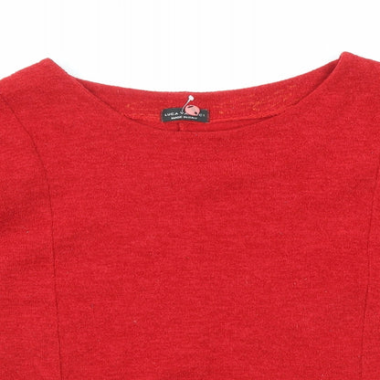 Womens UK Size 8 Luca Vanucci Red Basic T-Shirt