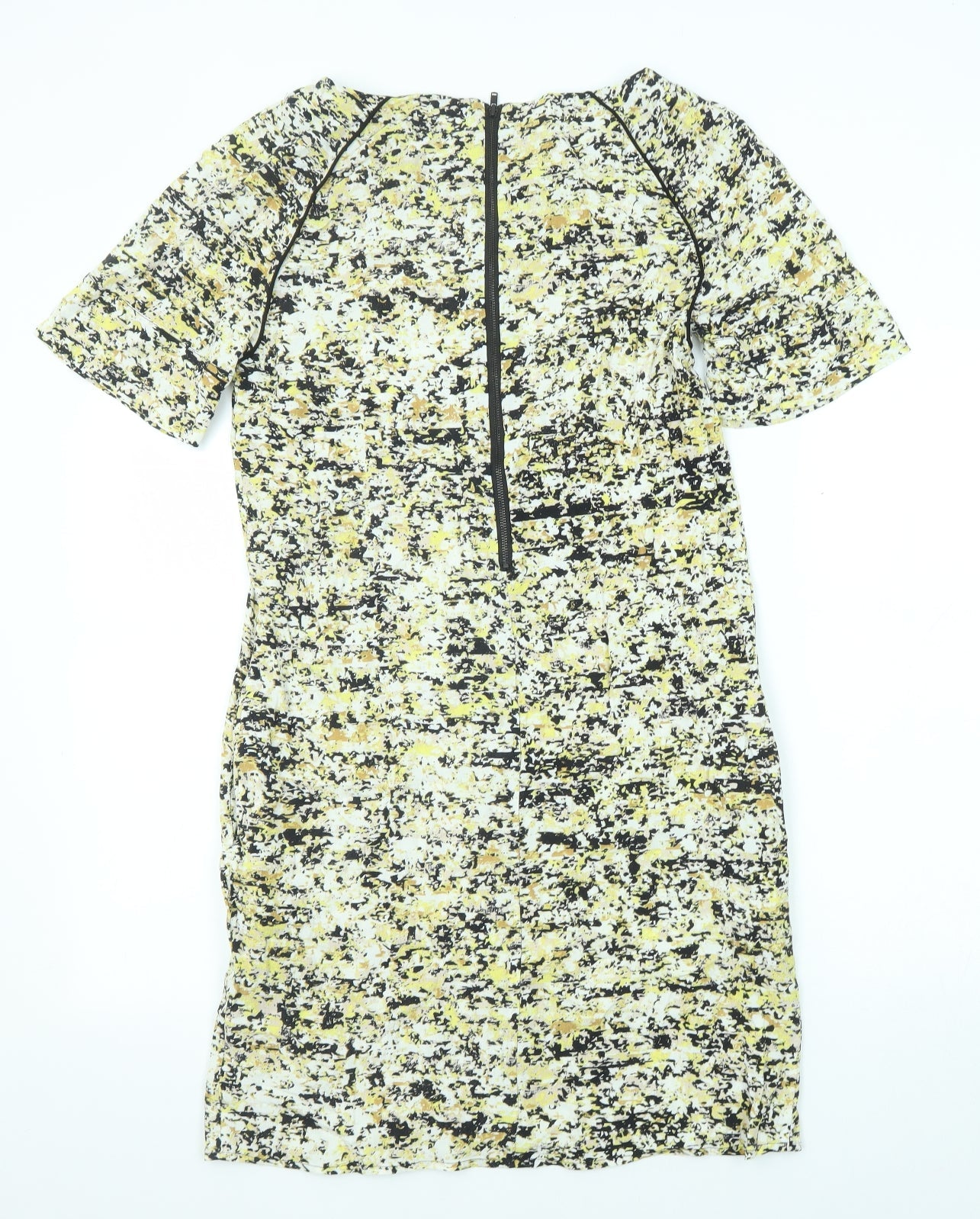 John Lewis Womens Multicoloured Geometric Viscose A-Line Size 10 Round Neck Zip