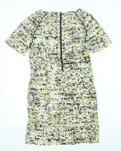 John Lewis Womens Multicoloured Geometric Viscose A-Line Size 10 Round Neck Zip