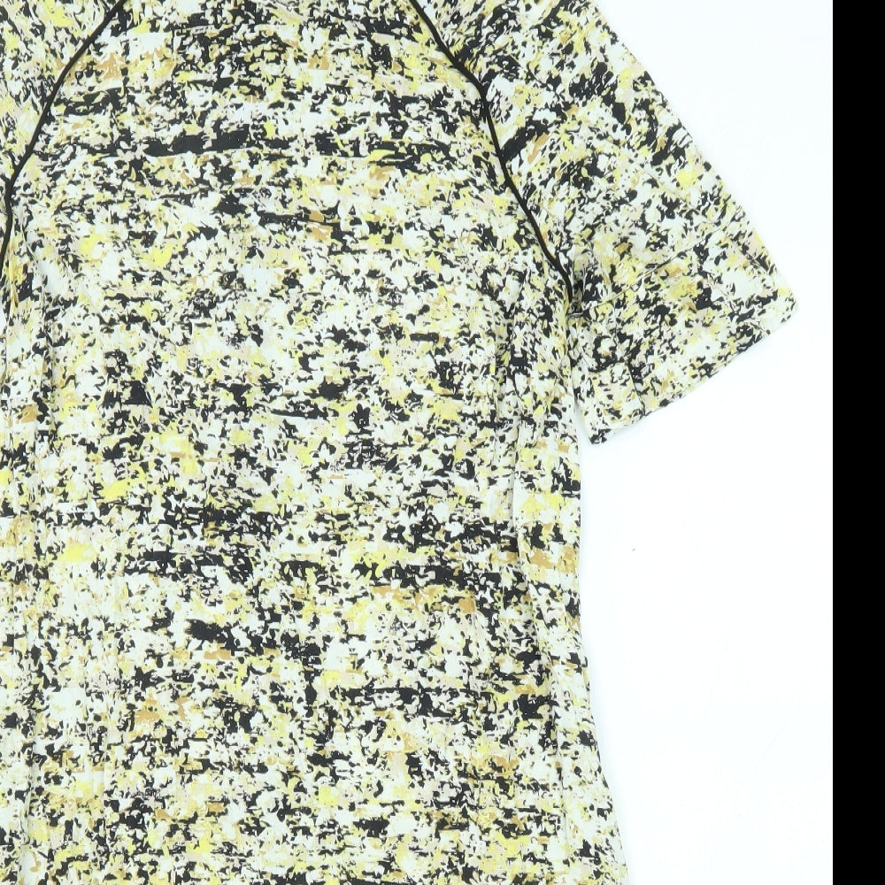 John Lewis Womens Multicoloured Geometric Viscose A-Line Size 10 Round Neck Zip