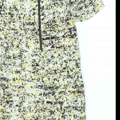 John Lewis Womens Multicoloured Geometric Viscose A-Line Size 10 Round Neck Zip