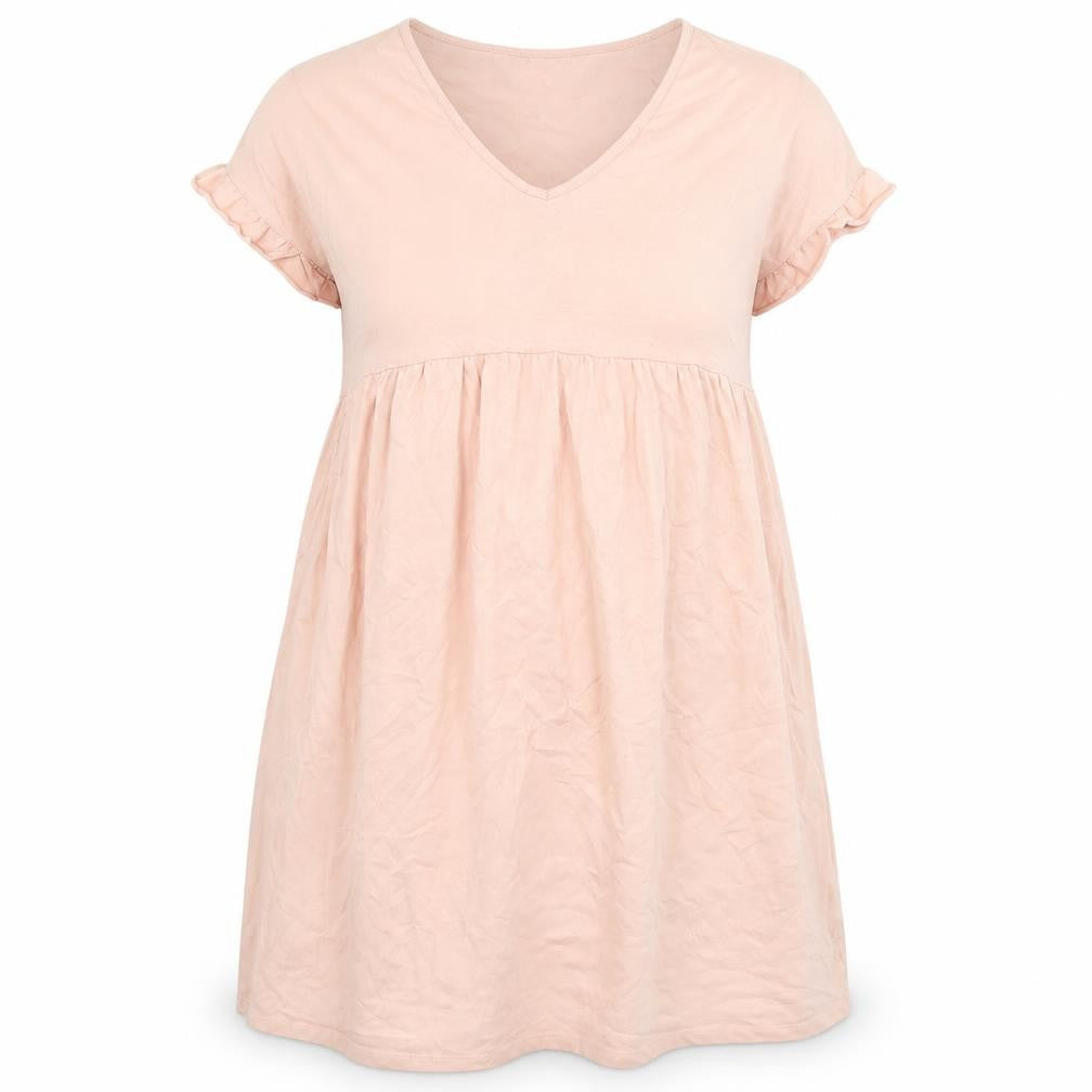 Boohoo Womens Pink Cotton A-Line Size 8 V-Neck Pullover