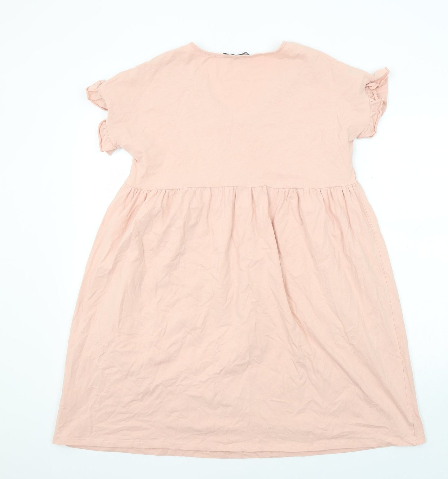 Boohoo Womens Pink Cotton A-Line Size 8 V-Neck Pullover