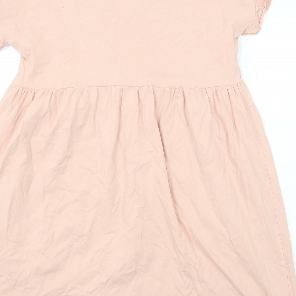 Boohoo Womens Pink Cotton A-Line Size 8 V-Neck Pullover