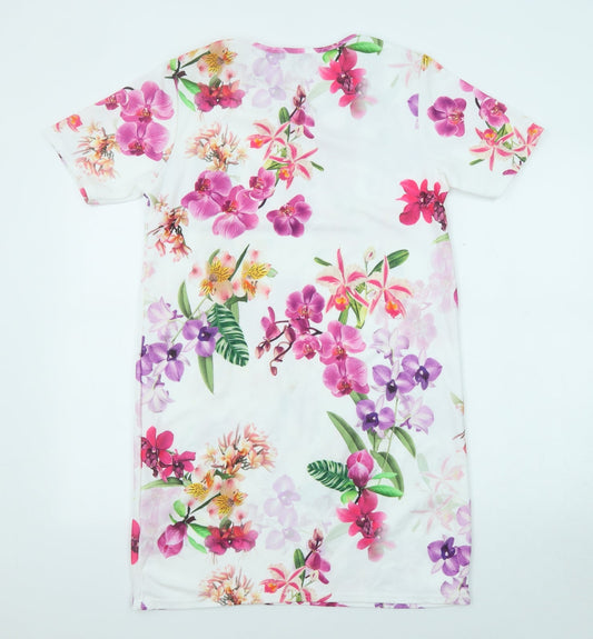 Boohoo Womens Multicoloured Floral Polyester A-Line Size 12 Round Neck Pullover