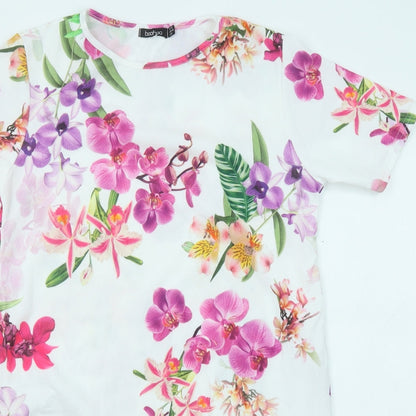 Boohoo Womens Multicoloured Floral Polyester A-Line Size 12 Round Neck Pullover