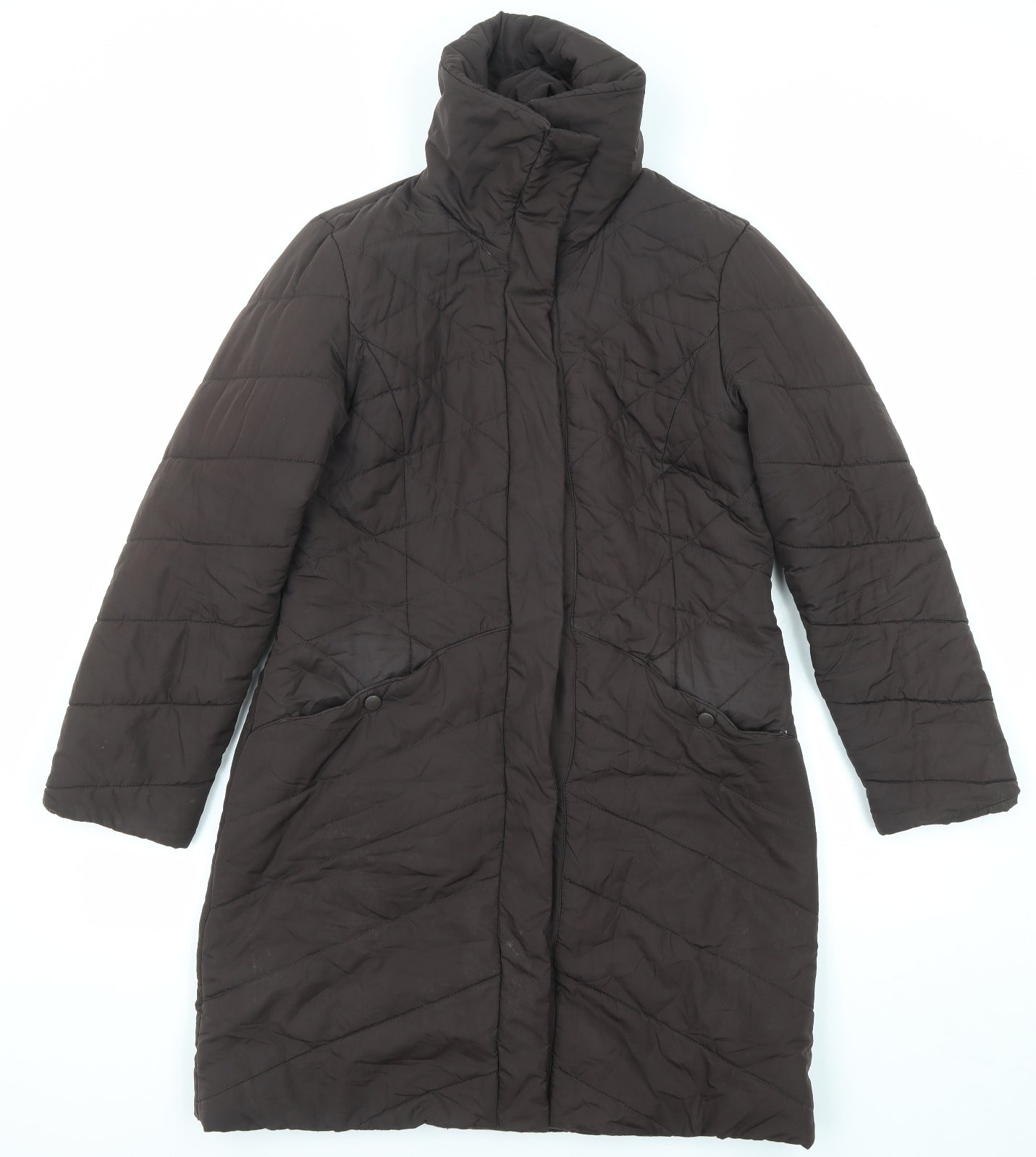 Principles Womens Brown Quilted Coat Size 10 Zip