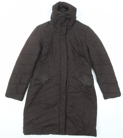 Principles Womens Brown Quilted Coat Size 10 Zip