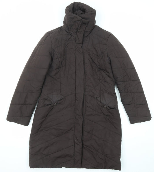 Principles Womens Brown Quilted Coat Size 10 Zip