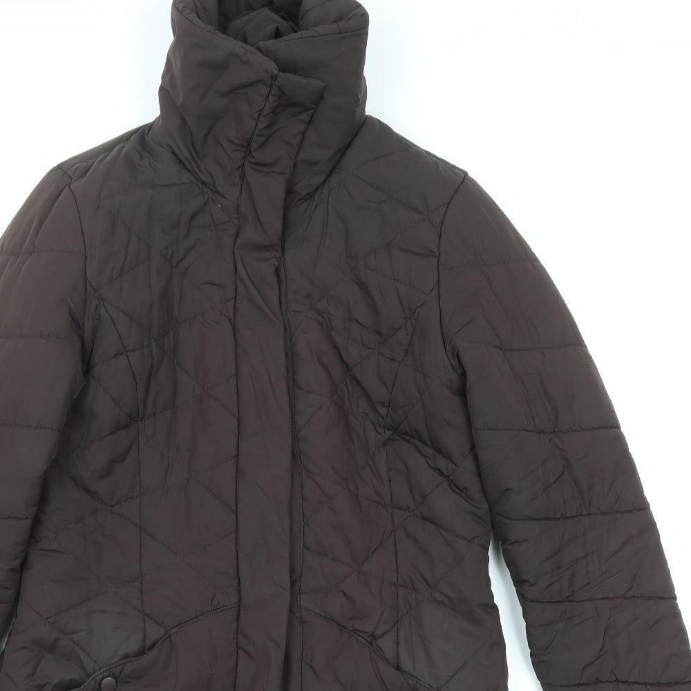 Principles Womens Brown Quilted Coat Size 10 Zip