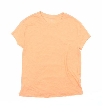 GOODMOVE Womens Orange Polyester Basic T-Shirt Size 6 Round Neck