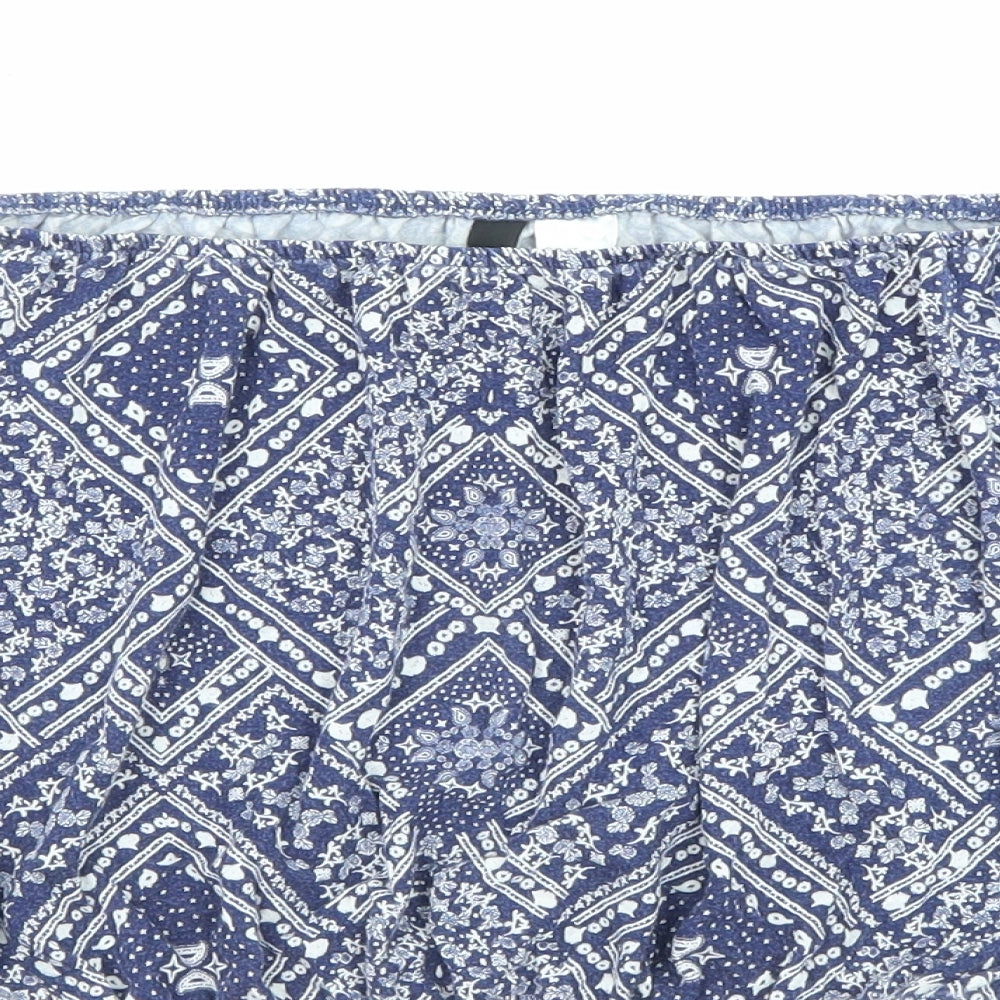 Divided by H&M Womens Blue Geometric Viscose Basic Blouse Size XS Off the Shoulder