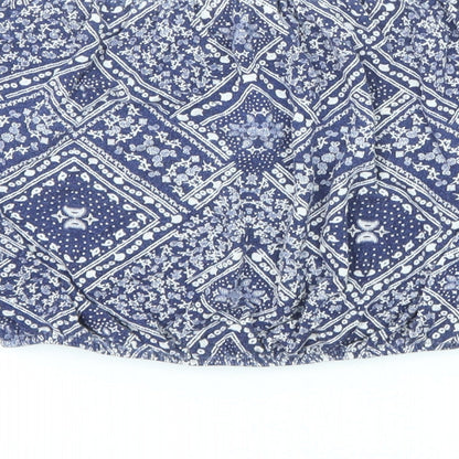 Divided by H&M Womens Blue Geometric Viscose Basic Blouse Size XS Off the Shoulder